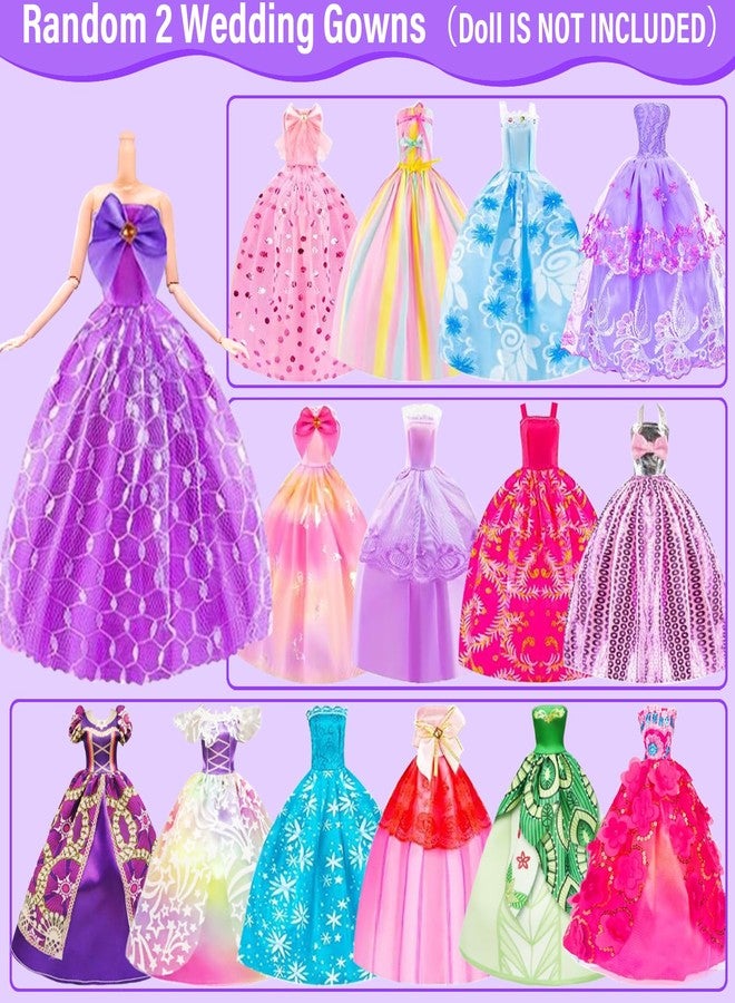 Ecore Fun 108 Pcs Doll Clothes and Accessories with Purple Doll Closet for 11.5 Inch Dolls - Including Party Dresses Fashion Dress Outfits Swimsuits Shoes Hangers Bags Necklaces - Image 5